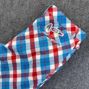 ROYAL AWESOME Men's 36 Red White Blue Plaid Golf Shorts America USA Fore Walking